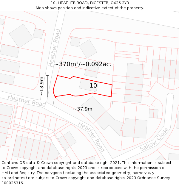 10, HEATHER ROAD, BICESTER, OX26 3YR: Plot and title map