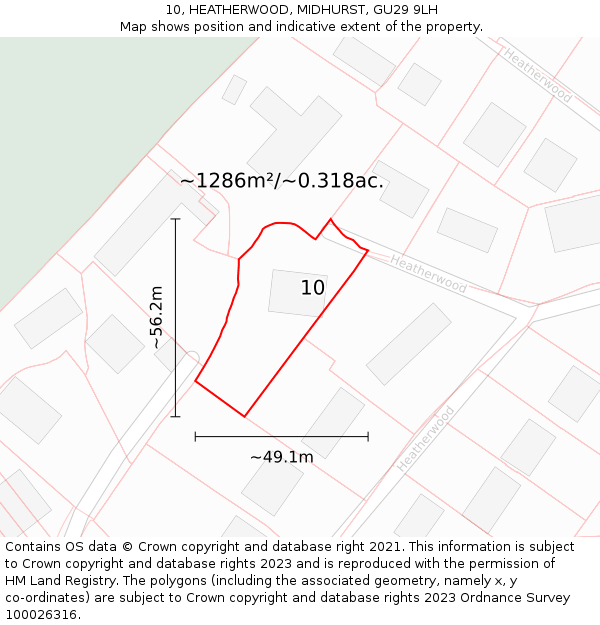 10, HEATHERWOOD, MIDHURST, GU29 9LH: Plot and title map