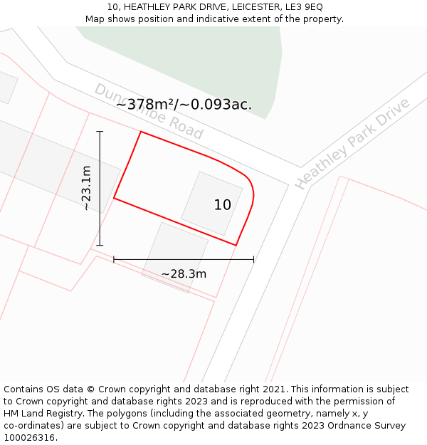 10, HEATHLEY PARK DRIVE, LEICESTER, LE3 9EQ: Plot and title map