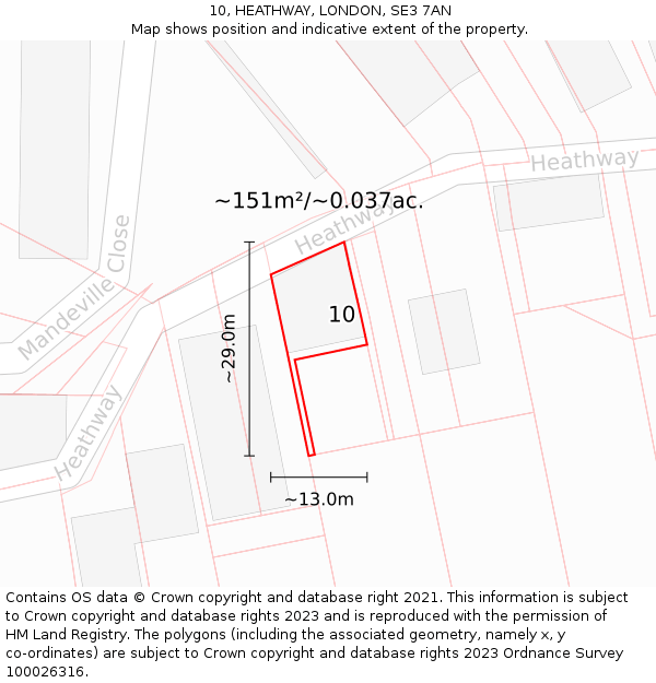 10, HEATHWAY, LONDON, SE3 7AN: Plot and title map