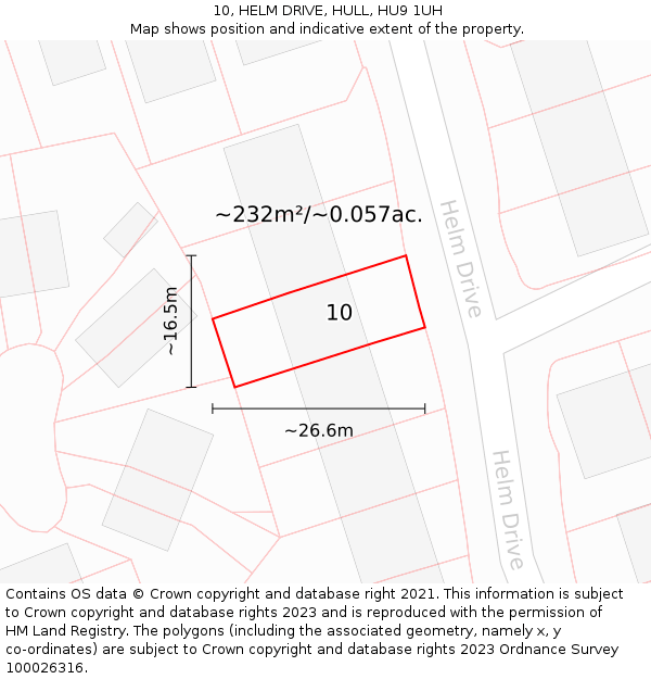 10, HELM DRIVE, HULL, HU9 1UH: Plot and title map