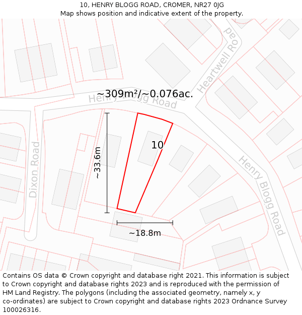 10, HENRY BLOGG ROAD, CROMER, NR27 0JG: Plot and title map