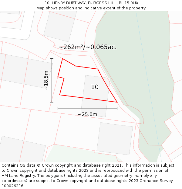 10, HENRY BURT WAY, BURGESS HILL, RH15 9UX: Plot and title map