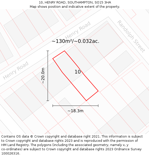 10, HENRY ROAD, SOUTHAMPTON, SO15 3HA: Plot and title map