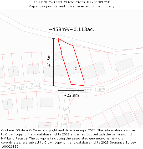 10, HEOL CWARREL CLARK, CAERPHILLY, CF83 2NE: Plot and title map