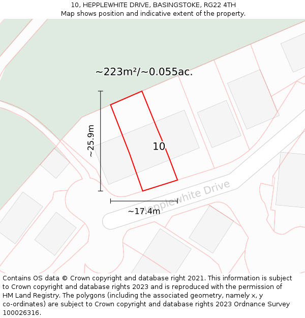 10, HEPPLEWHITE DRIVE, BASINGSTOKE, RG22 4TH: Plot and title map