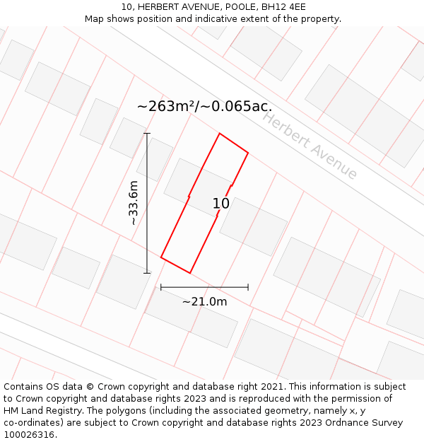 10, HERBERT AVENUE, POOLE, BH12 4EE: Plot and title map