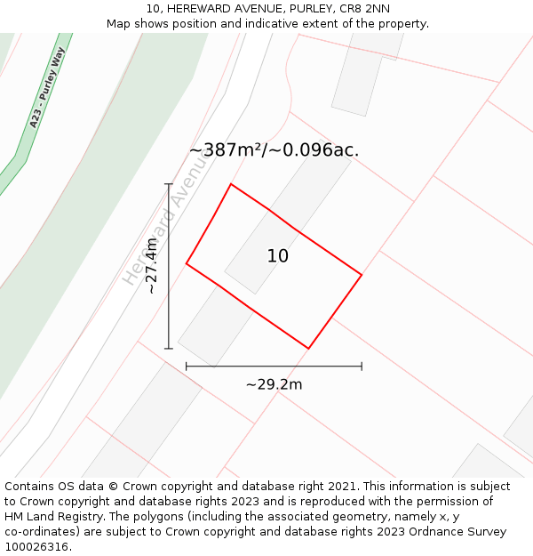 10, HEREWARD AVENUE, PURLEY, CR8 2NN: Plot and title map