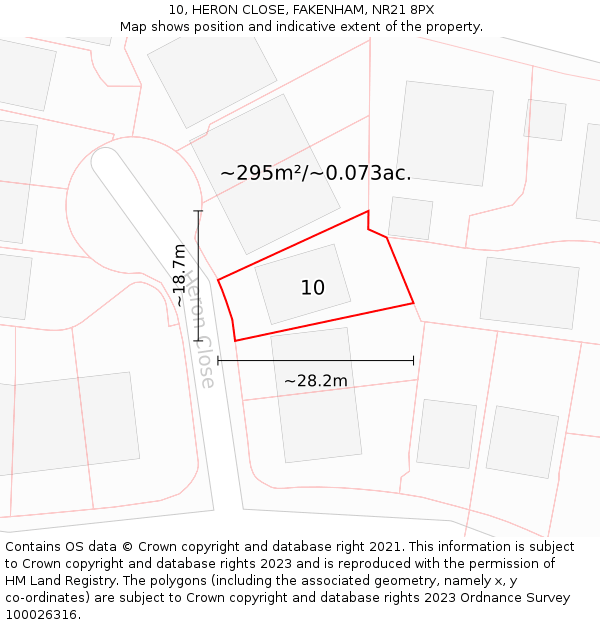 10, HERON CLOSE, FAKENHAM, NR21 8PX: Plot and title map