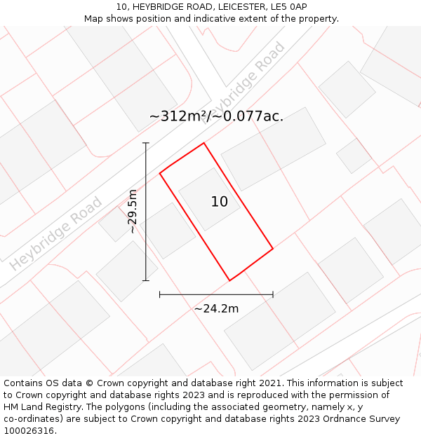 10, HEYBRIDGE ROAD, LEICESTER, LE5 0AP: Plot and title map
