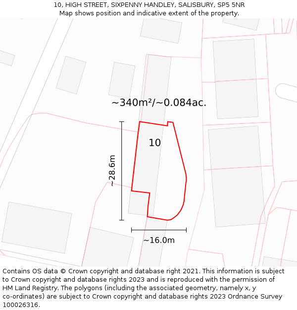 10, HIGH STREET, SIXPENNY HANDLEY, SALISBURY, SP5 5NR: Plot and title map