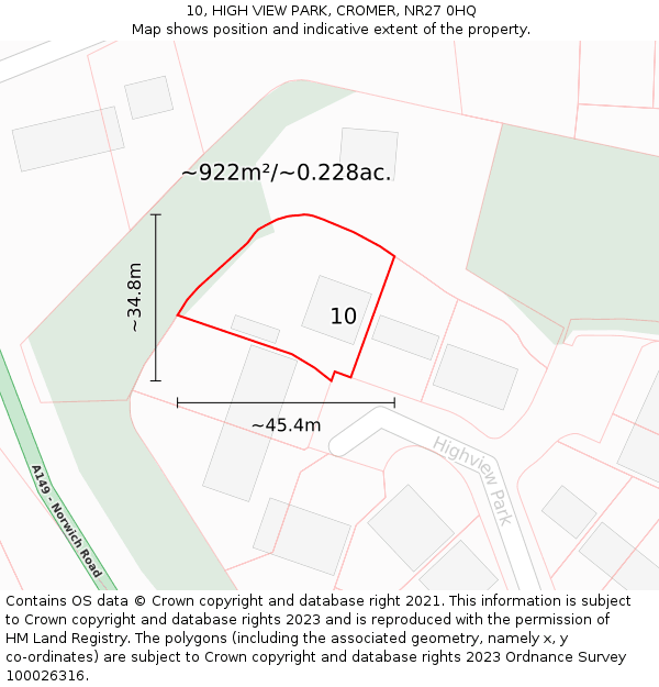 10, HIGH VIEW PARK, CROMER, NR27 0HQ: Plot and title map