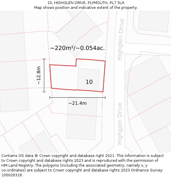 10, HIGHGLEN DRIVE, PLYMOUTH, PL7 5LA: Plot and title map