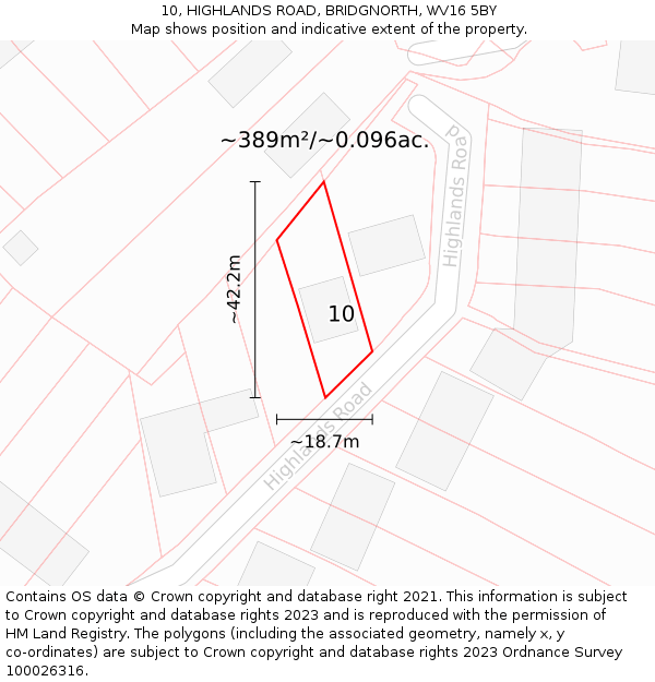 10, HIGHLANDS ROAD, BRIDGNORTH, WV16 5BY: Plot and title map