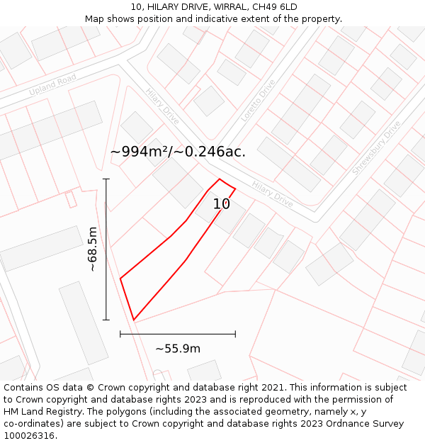 10, HILARY DRIVE, WIRRAL, CH49 6LD: Plot and title map