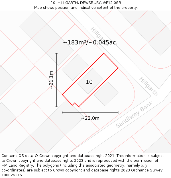 10, HILLGARTH, DEWSBURY, WF12 0SB: Plot and title map