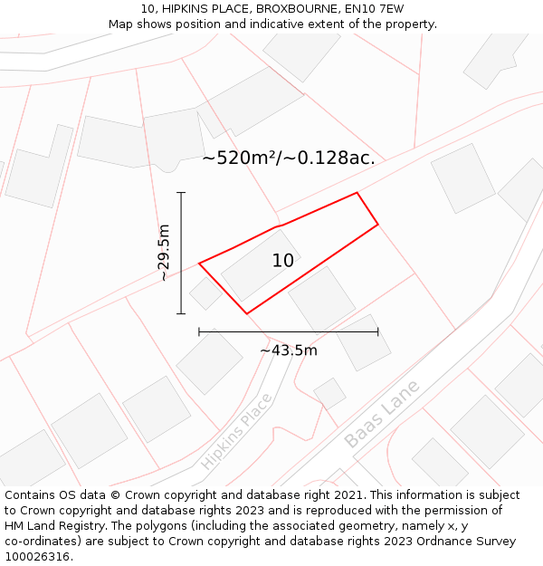 10, HIPKINS PLACE, BROXBOURNE, EN10 7EW: Plot and title map