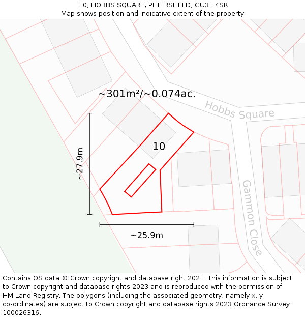 10, HOBBS SQUARE, PETERSFIELD, GU31 4SR: Plot and title map