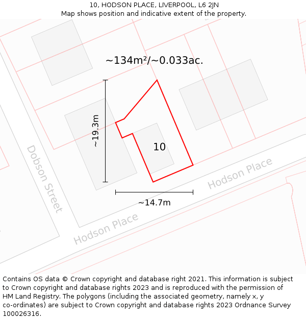 10, HODSON PLACE, LIVERPOOL, L6 2JN: Plot and title map