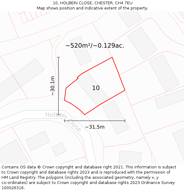 10, HOLBEIN CLOSE, CHESTER, CH4 7EU: Plot and title map