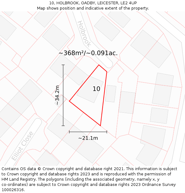 10, HOLBROOK, OADBY, LEICESTER, LE2 4UP: Plot and title map