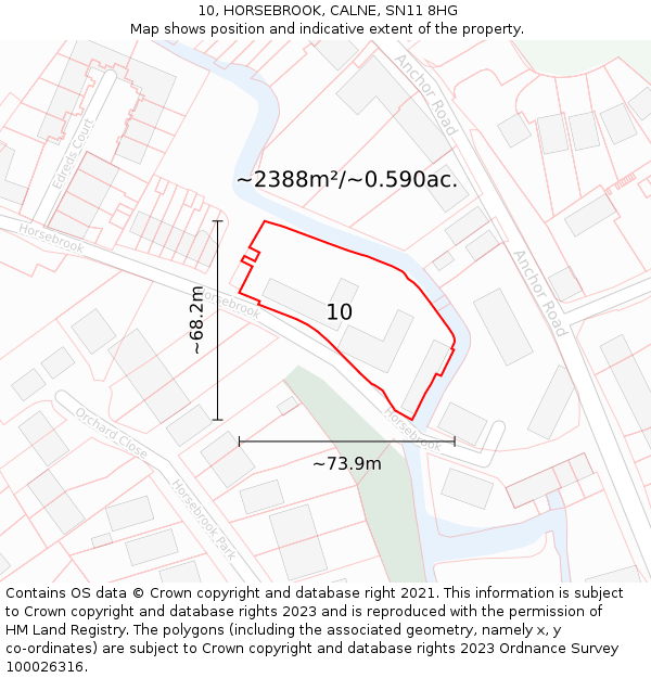 10, HORSEBROOK, CALNE, SN11 8HG: Plot and title map