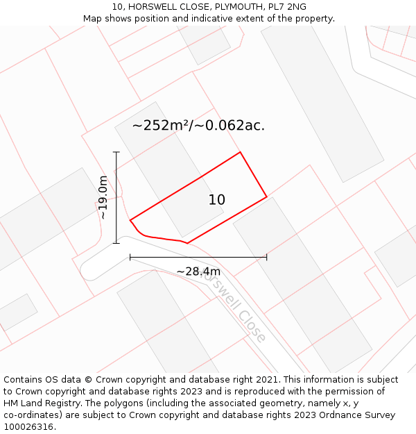 10, HORSWELL CLOSE, PLYMOUTH, PL7 2NG: Plot and title map