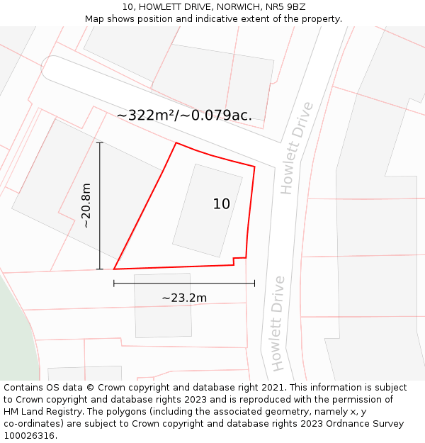 10, HOWLETT DRIVE, NORWICH, NR5 9BZ: Plot and title map