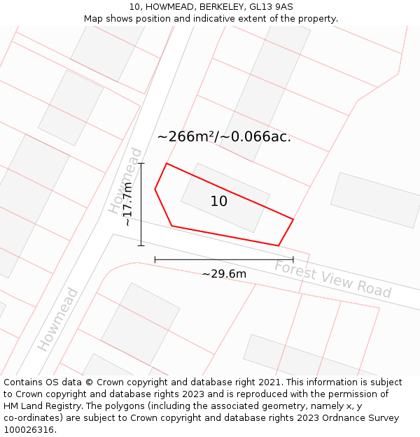 10, HOWMEAD, BERKELEY, GL13 9AS: Plot and title map