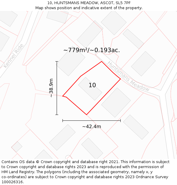 10, HUNTSMANS MEADOW, ASCOT, SL5 7PF: Plot and title map