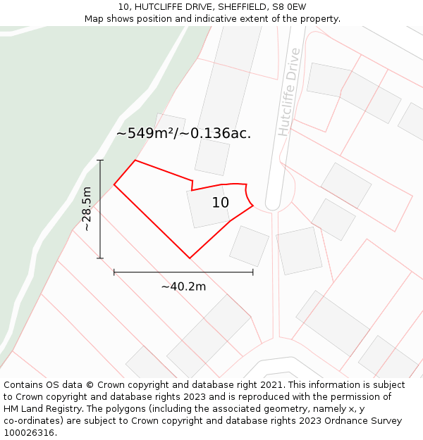 10, HUTCLIFFE DRIVE, SHEFFIELD, S8 0EW: Plot and title map