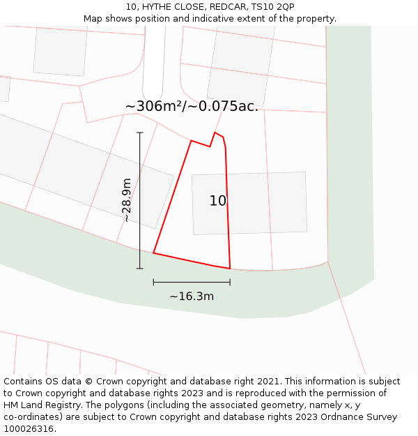 10, HYTHE CLOSE, REDCAR, TS10 2QP: Plot and title map