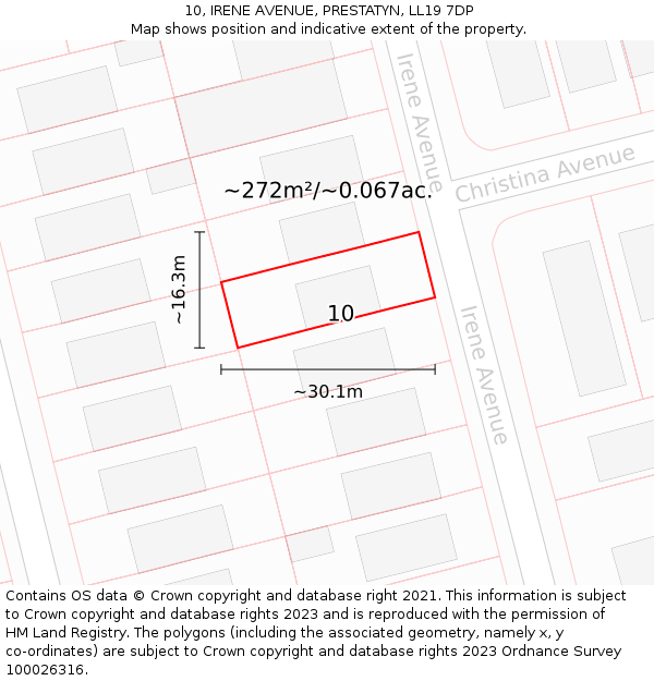 10, IRENE AVENUE, PRESTATYN, LL19 7DP: Plot and title map