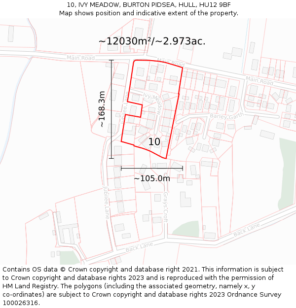 10, IVY MEADOW, BURTON PIDSEA, HULL, HU12 9BF: Plot and title map