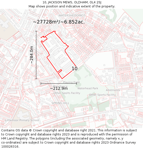 10, JACKSON MEWS, OLDHAM, OL4 2SJ: Plot and title map