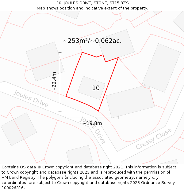 10, JOULES DRIVE, STONE, ST15 8ZS: Plot and title map