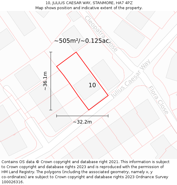 10, JULIUS CAESAR WAY, STANMORE, HA7 4PZ: Plot and title map