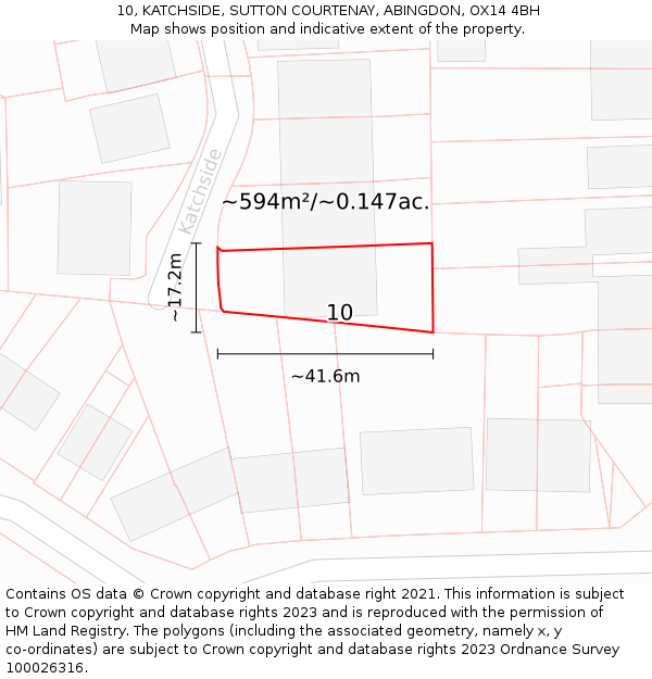 10, KATCHSIDE, SUTTON COURTENAY, ABINGDON, OX14 4BH: Plot and title map