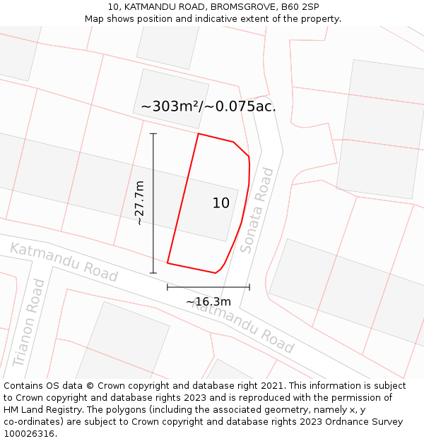 10, KATMANDU ROAD, BROMSGROVE, B60 2SP: Plot and title map