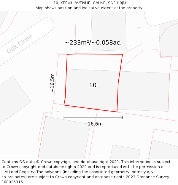 10, KEEVIL AVENUE, CALNE, SN11 0JN: Plot and title map