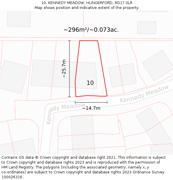 10, KENNEDY MEADOW, HUNGERFORD, RG17 0LR: Plot and title map