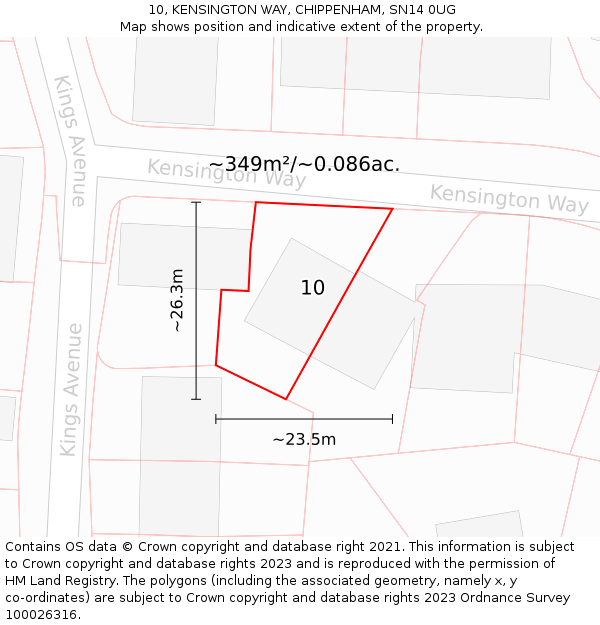 10, KENSINGTON WAY, CHIPPENHAM, SN14 0UG: Plot and title map