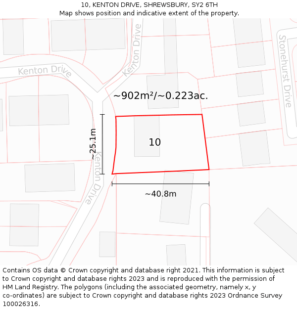 10, KENTON DRIVE, SHREWSBURY, SY2 6TH: Plot and title map