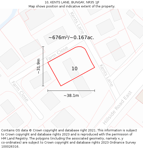 10, KENTS LANE, BUNGAY, NR35 1JF: Plot and title map