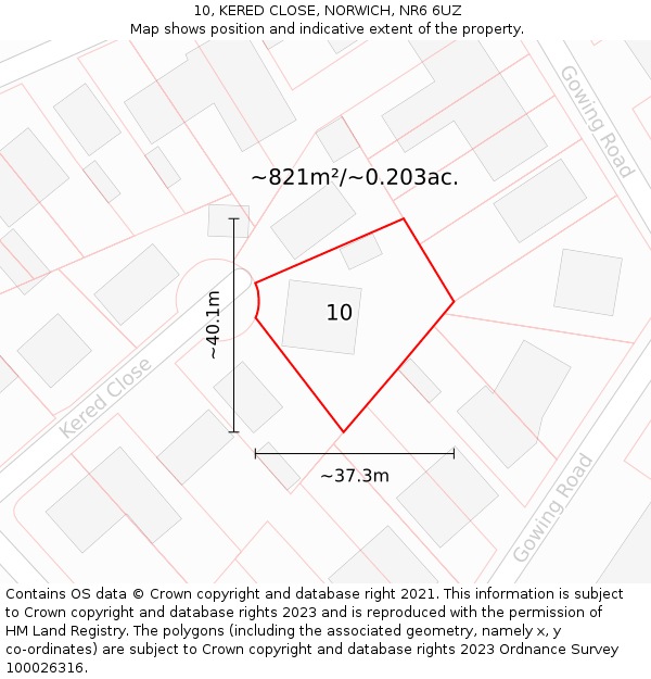 10, KERED CLOSE, NORWICH, NR6 6UZ: Plot and title map