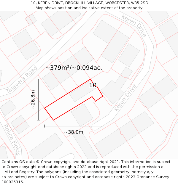 10, KEREN DRIVE, BROCKHILL VILLAGE, WORCESTER, WR5 2SD: Plot and title map