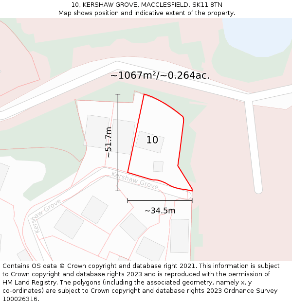 10, KERSHAW GROVE, MACCLESFIELD, SK11 8TN: Plot and title map