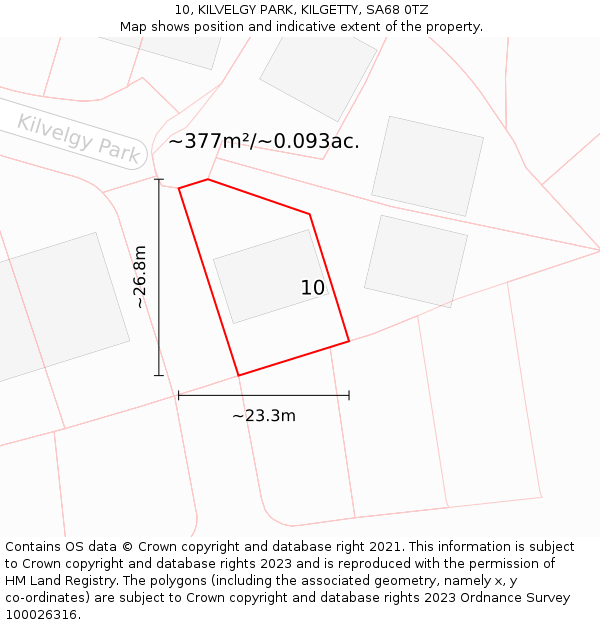 10, KILVELGY PARK, KILGETTY, SA68 0TZ: Plot and title map