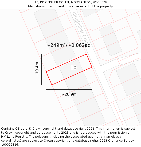 10, KINGFISHER COURT, NORMANTON, WF6 1ZW: Plot and title map