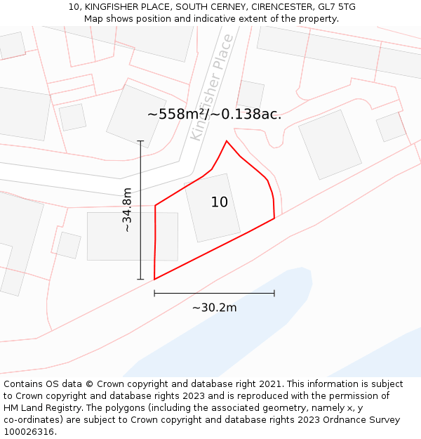 10, KINGFISHER PLACE, SOUTH CERNEY, CIRENCESTER, GL7 5TG: Plot and title map